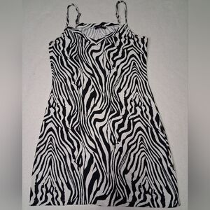 Zebra Print Spaghetti Strap Mini Dress